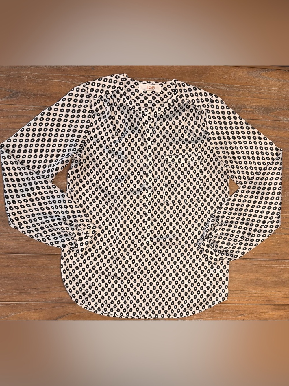 Joe Fresh Black and White Geometric Button-Up Blouse #67